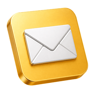 Sur la page Contactez-nous, icône décorative 3D représentant une enveloppe de courrier